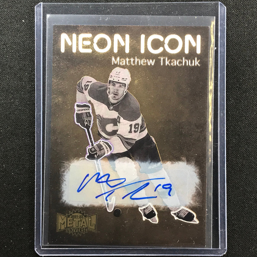 2021-22 Metal Universe NHL MATTHEW TKACHUK Neon Icon Auto Gold SSP #4