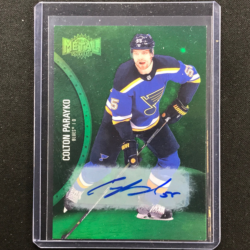 2021-22 Metal Universe Nhl Colton Parayko Base Green Auto 2/10
