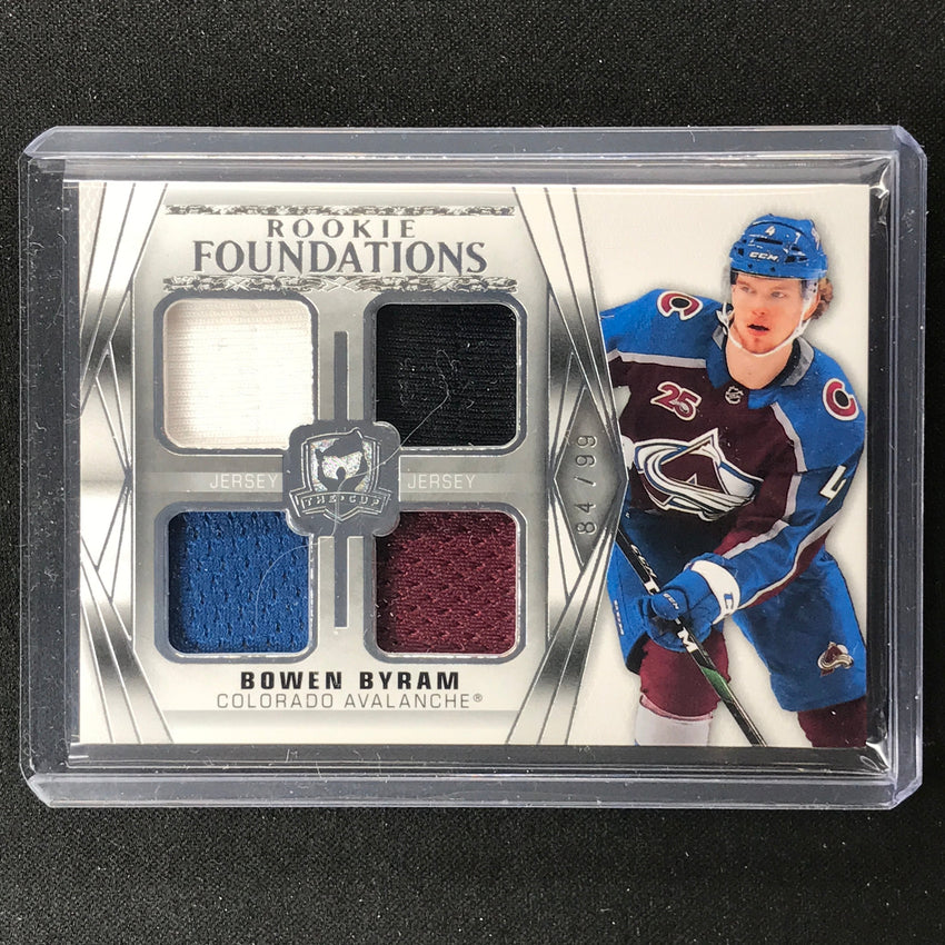 2020-21 The Cup Nhl Bowen Byram Rookie Foundations Quad Jersey Relic 84/99