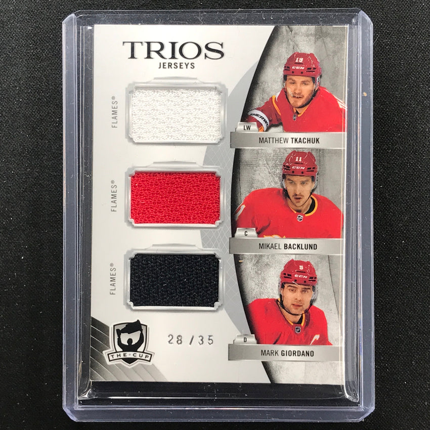 2020-21 The Cup Nhl Tkachuk Backlund Giordano Trios Jerseys Triple Relic 28/35