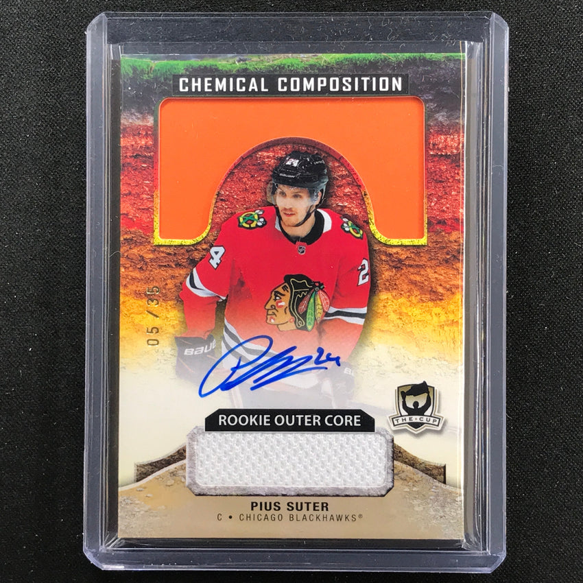 2020-21 The Cup Nhl Pius Suter Chemical Composition Rookie Outer Relic Auto 5/35