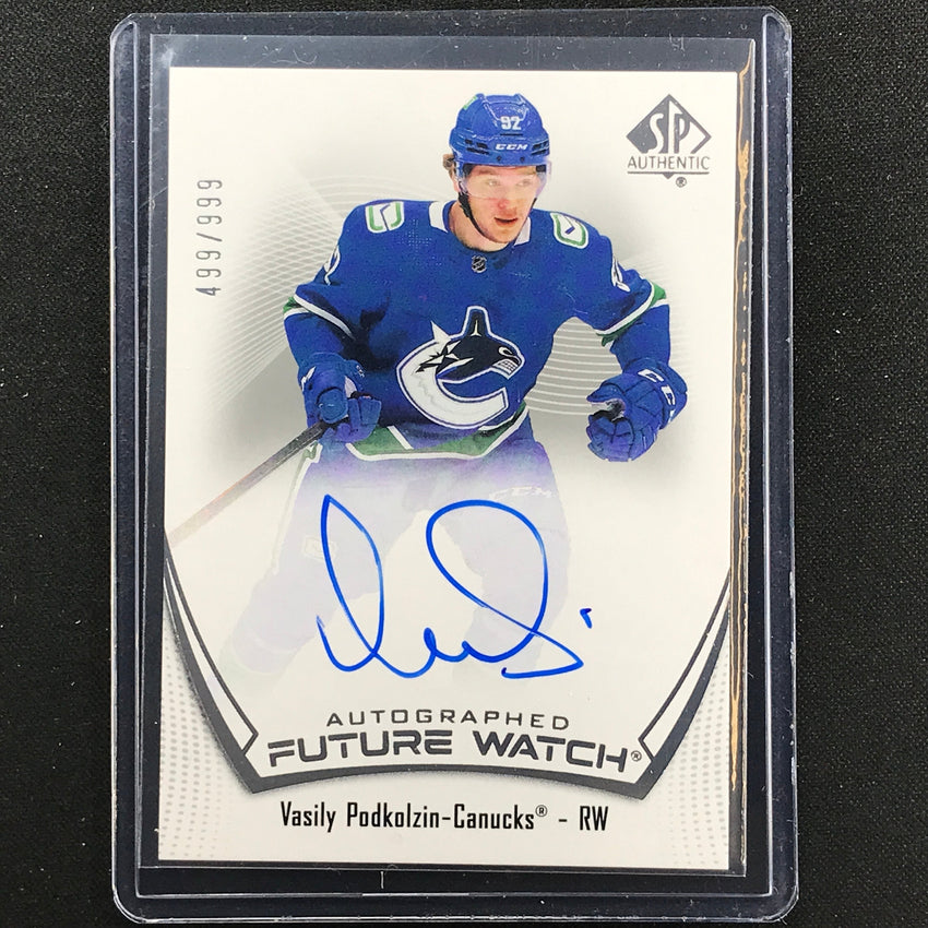 2021-22 Sp Authentic Nhl Vasily Podkolzin Future Watch Rookie Auto 499/999