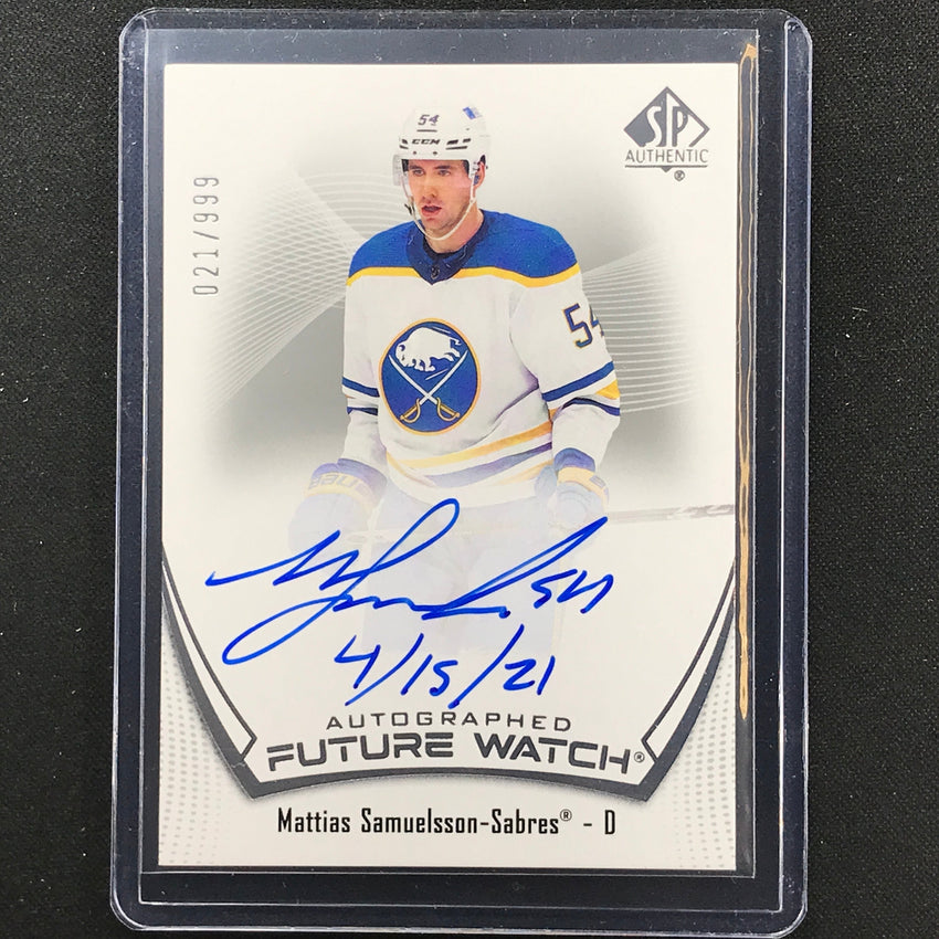 2021-22 Sp Authentic Nhl Mattias Samuelsson Future Watch Rookie Auto 21/999