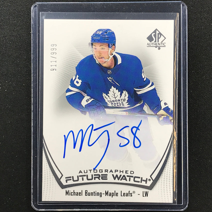 2021-22 Sp Authentic Nhl Michael Bunting Future Watch Rookie Auto 911/999