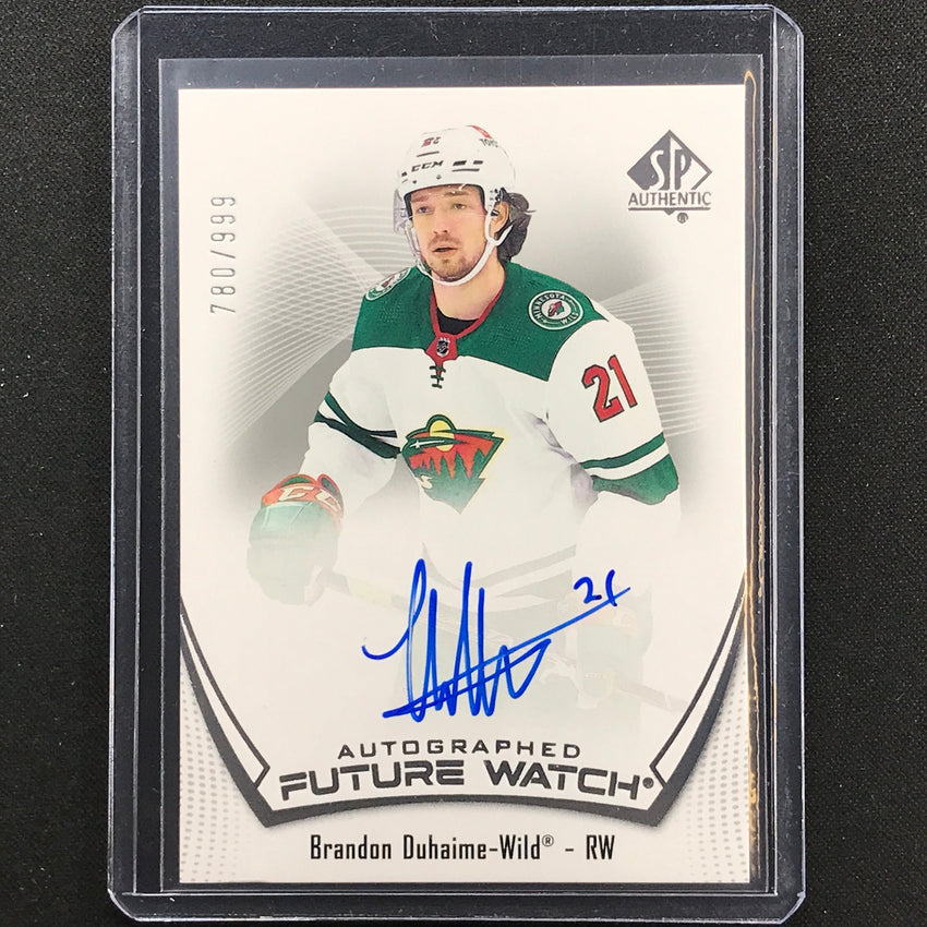 2021-22 Sp Authentic Nhl Brandon Duhaime Future Watch Rookie Auto 780/999