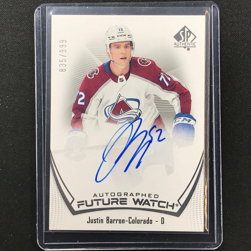 2021-22 Sp Authentic Nhl Justin Barron Future Watch Rookie Auto 835/999