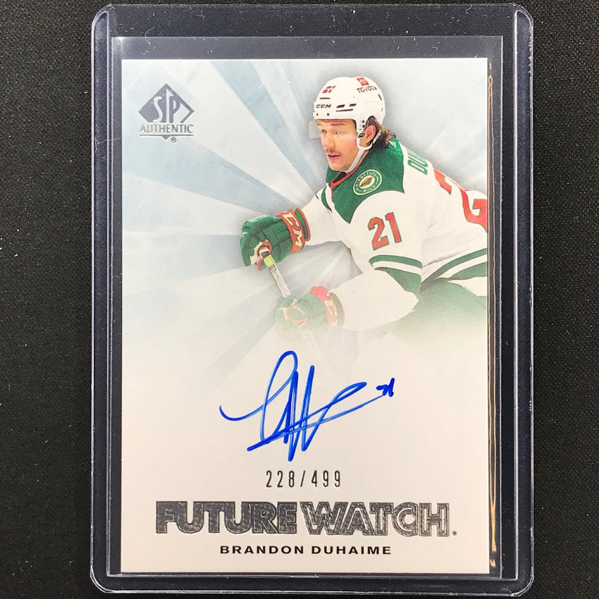 2021-22 Sp Authentic Nhl Brandon Duhaime 2011 Future Watch Rookie Auto 228/499