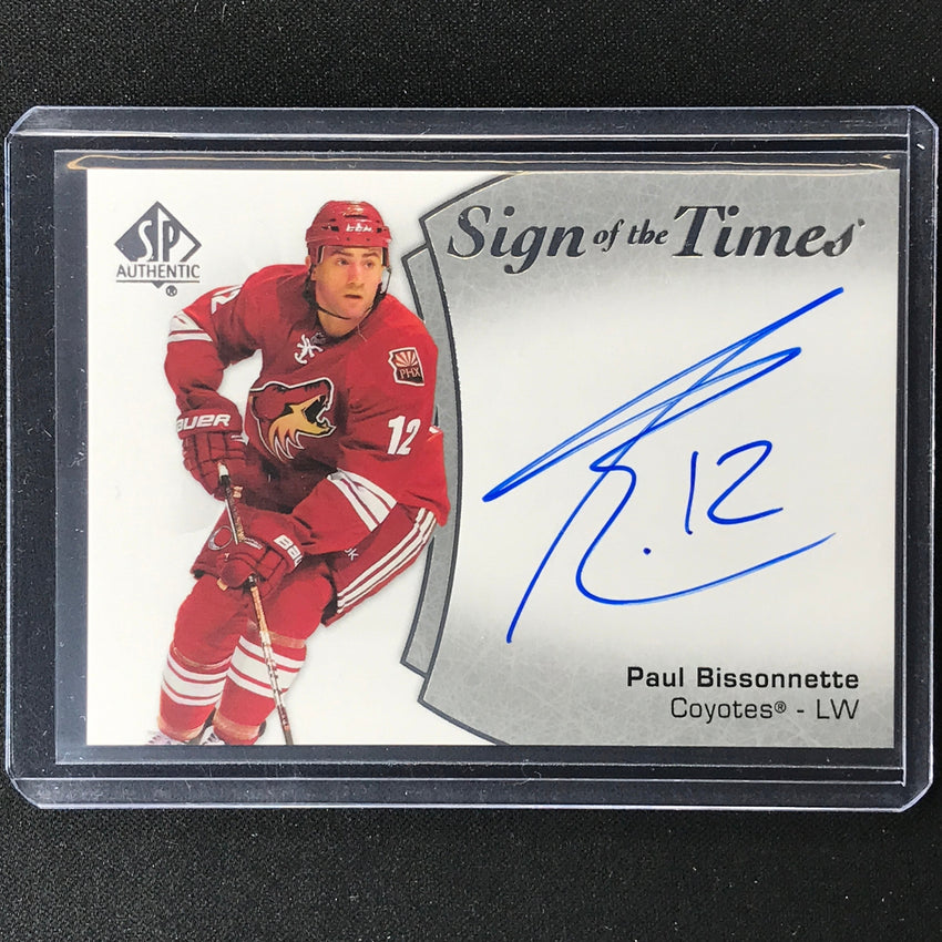 2021-22 Sp Authentic Nhl Paul Bissonnette Sign Of The Times Auto No Pb