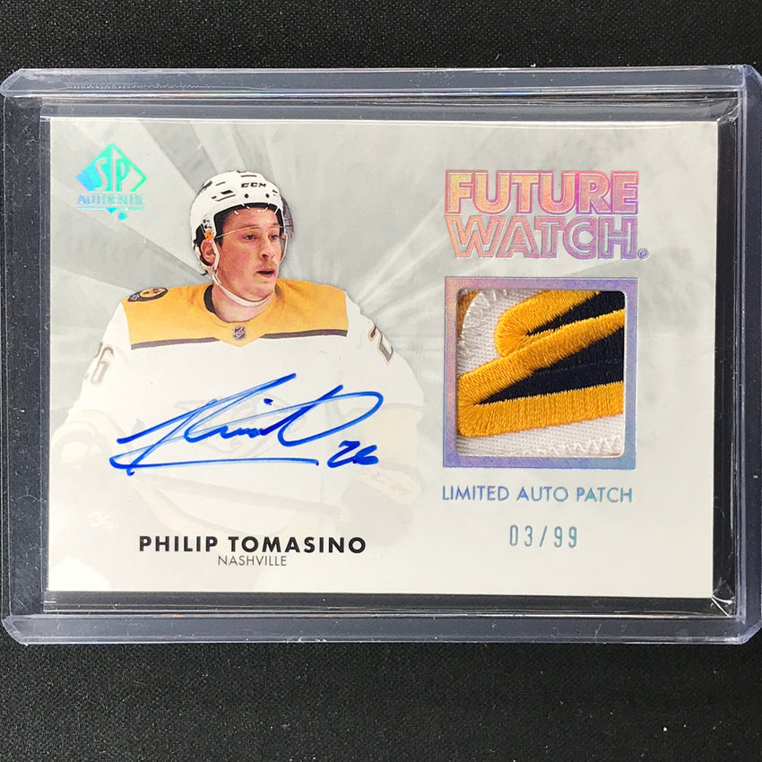 2021-22 Sp Authentic Nhl Philip Tomasino Retro Future Watch Auto Patch 3/99