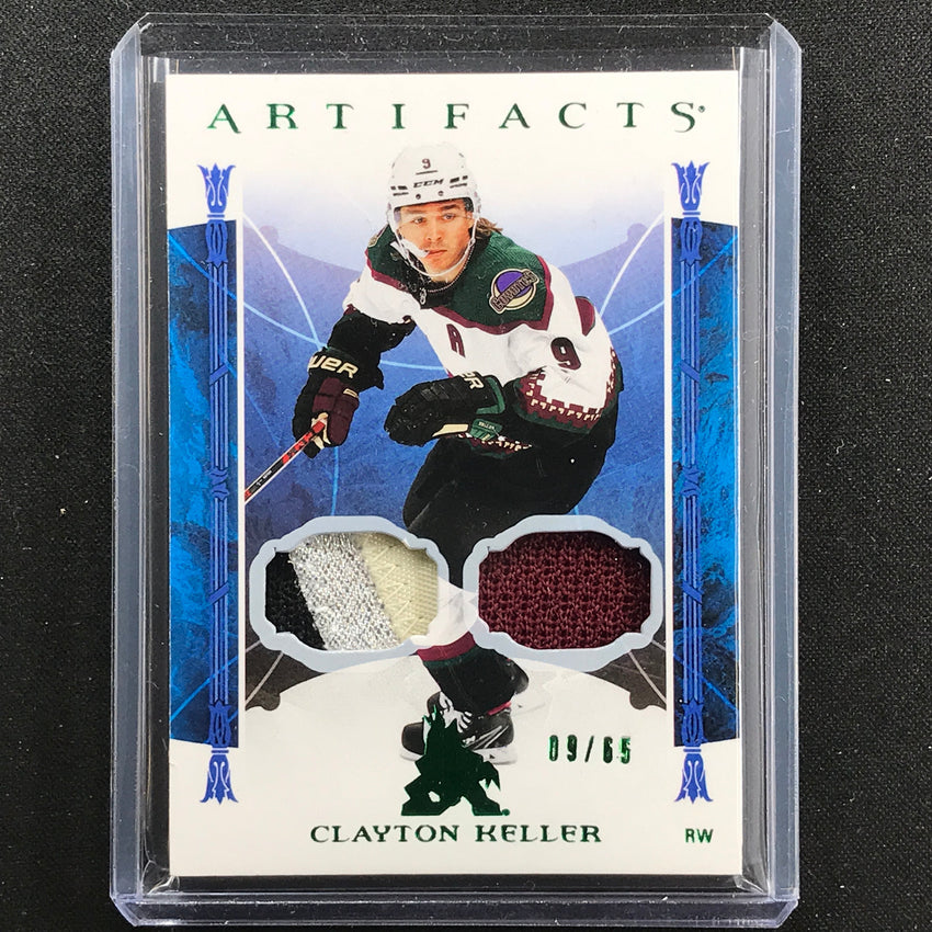 2022-23 Artifacts Nhl Clayton Keller Base Material Dual Relic Emerald 9/65
