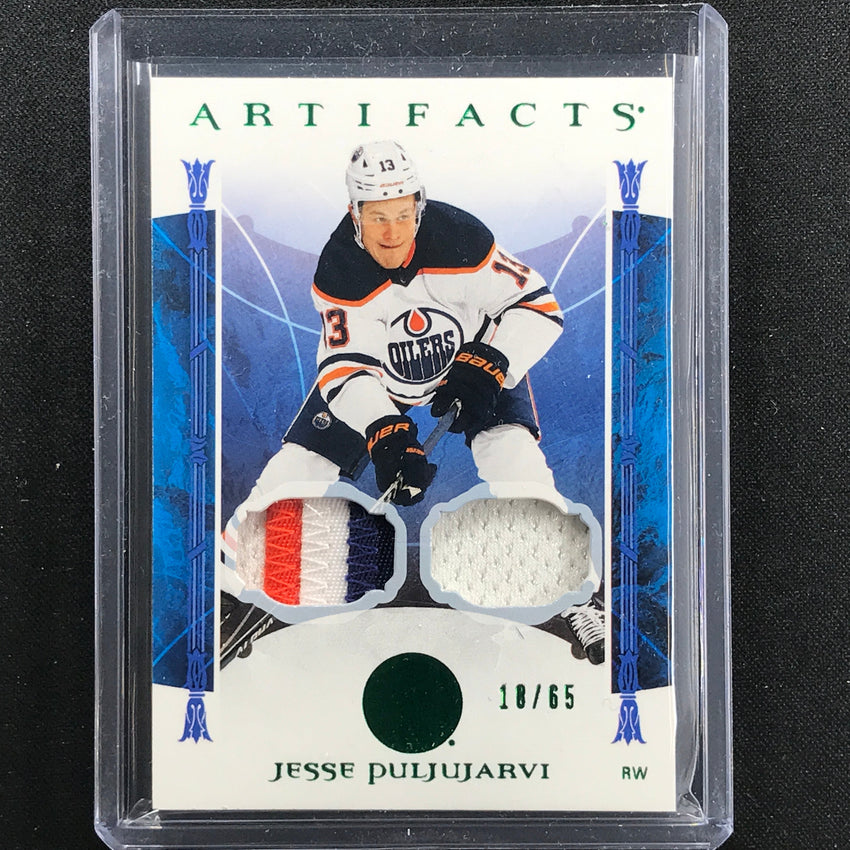 2022-23 Artifacts Nhl Jesse Puljujarvi Base Material Dual Relic Emerald 18/65