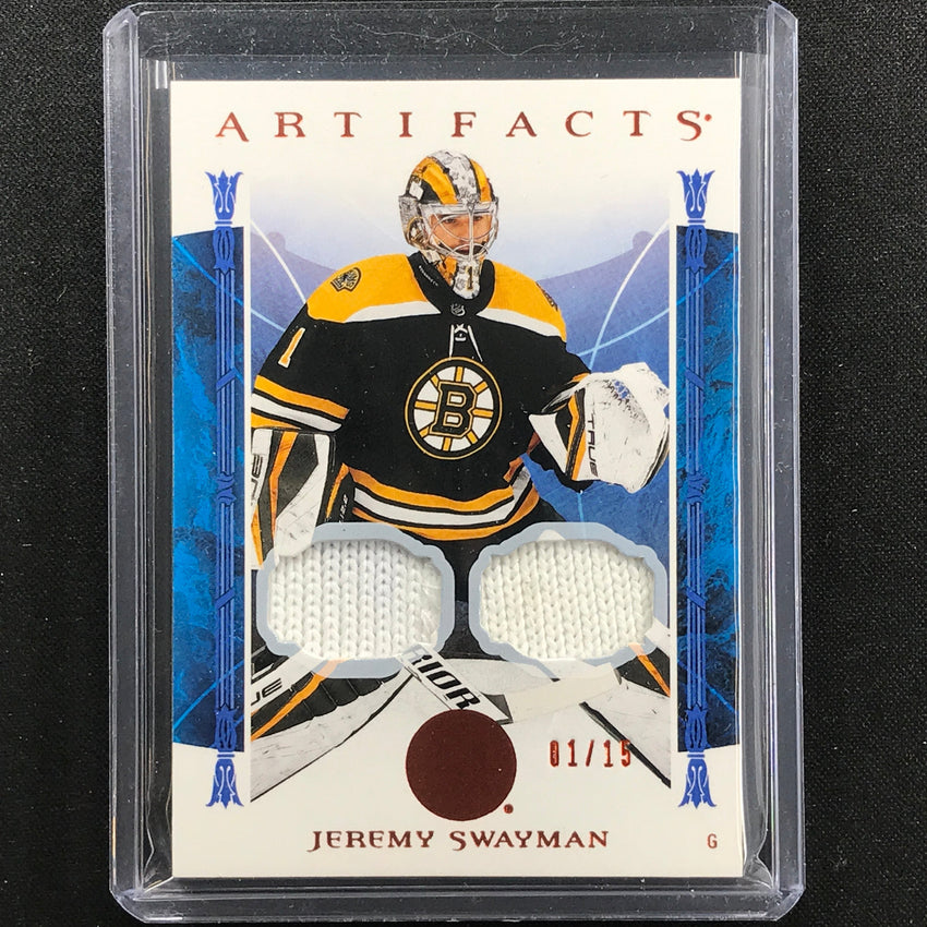 2022-23 Artifacts Nhl Jeremy Swayman Base Material Dual Relic Orange 1/15