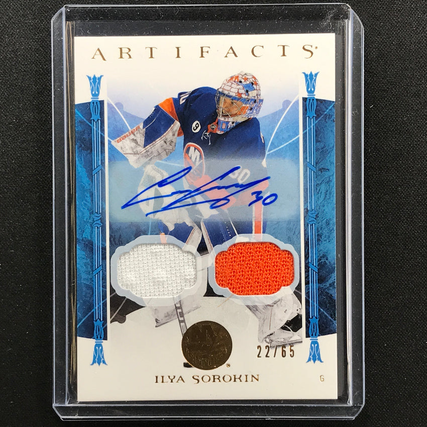 2022-23 Artifacts Nhl Ilya Sorokin Autograph Material Relic Patch Auto 22/65