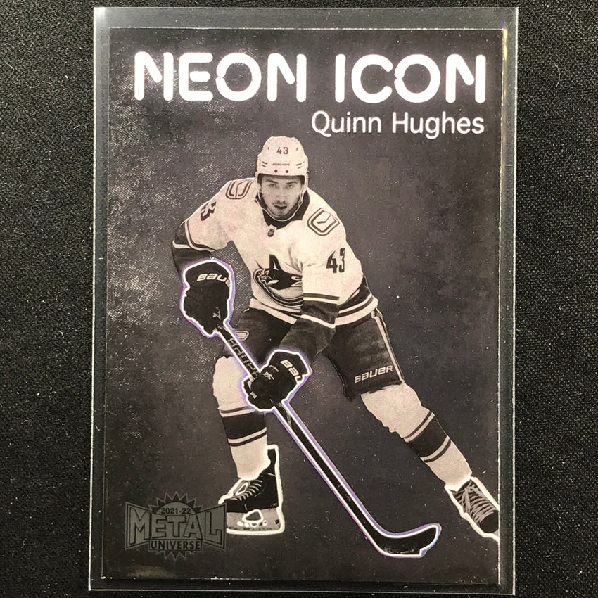 2021-22 Metal Universe NHL QUINN HUGHES Neon Icon Base SP #3