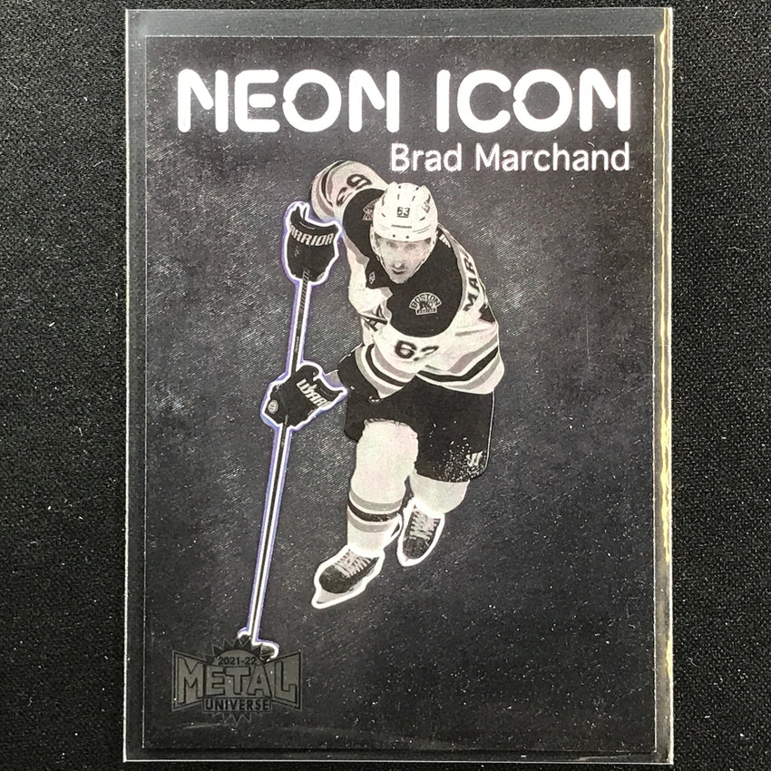 2021-22 Metal Universe NHL BRAD MARCHAND Neon Icon Base SP #19