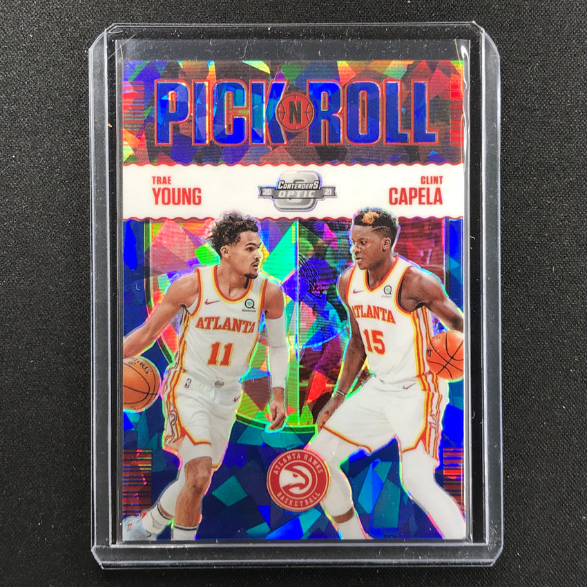 2020-21 Contenders Optic Trae Young Clint Capela Pick N Roll Blue Ice No 13