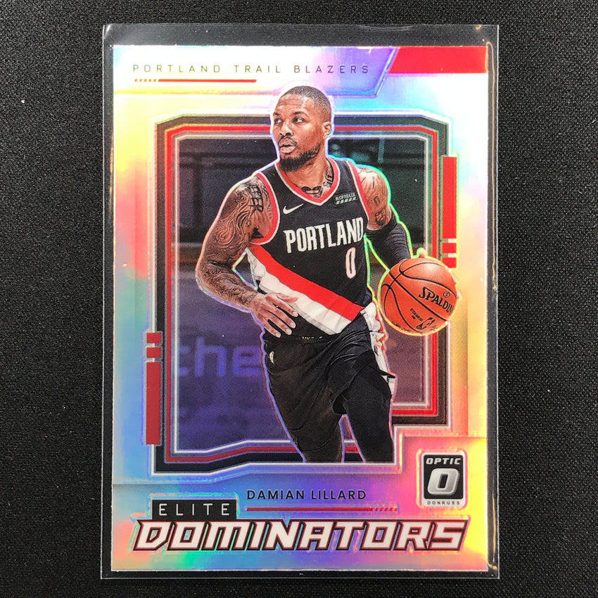 2021-22 Donruss Optic Damian Lillard Elite Dominators Holo Silver No 9