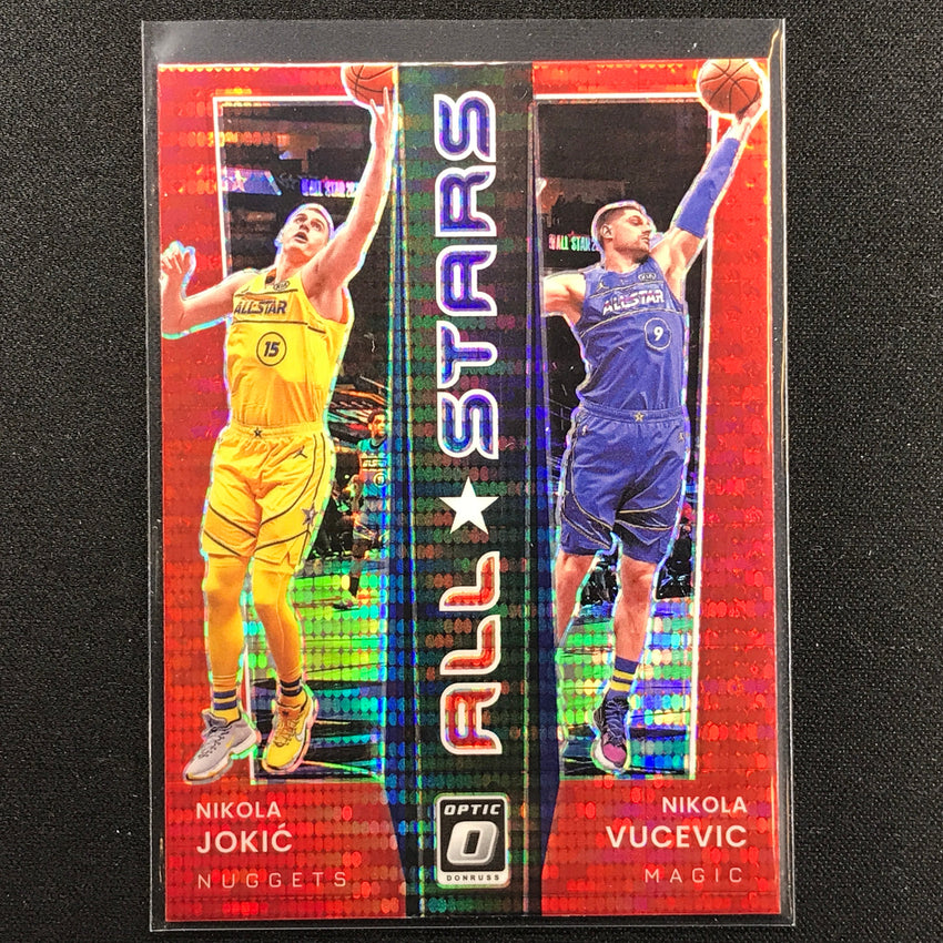 2021-22 Donruss Optic NIKOLA JOKIC NIKOLA VUCEVIC All-Stars Gold Red Pulsar #3