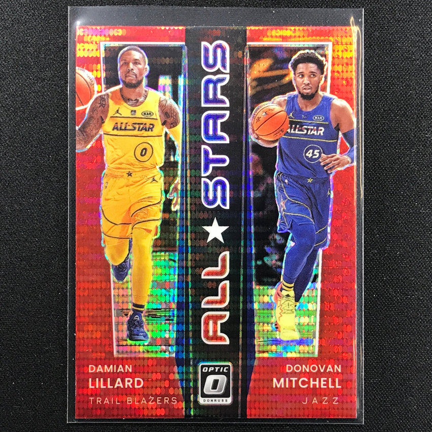 2021-22 Donruss Optic Damian Lillard Donovan Mitchell All-stars Red Pulsar No 5
