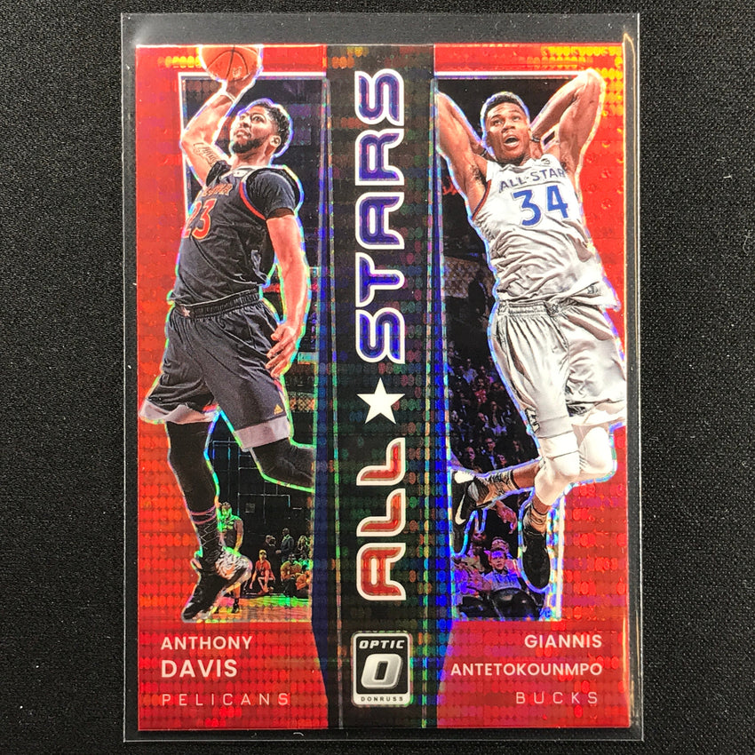 2021-22 Donruss Optic Anthony Davis Giannis Antetokounmpo All-stars Red Pulsar