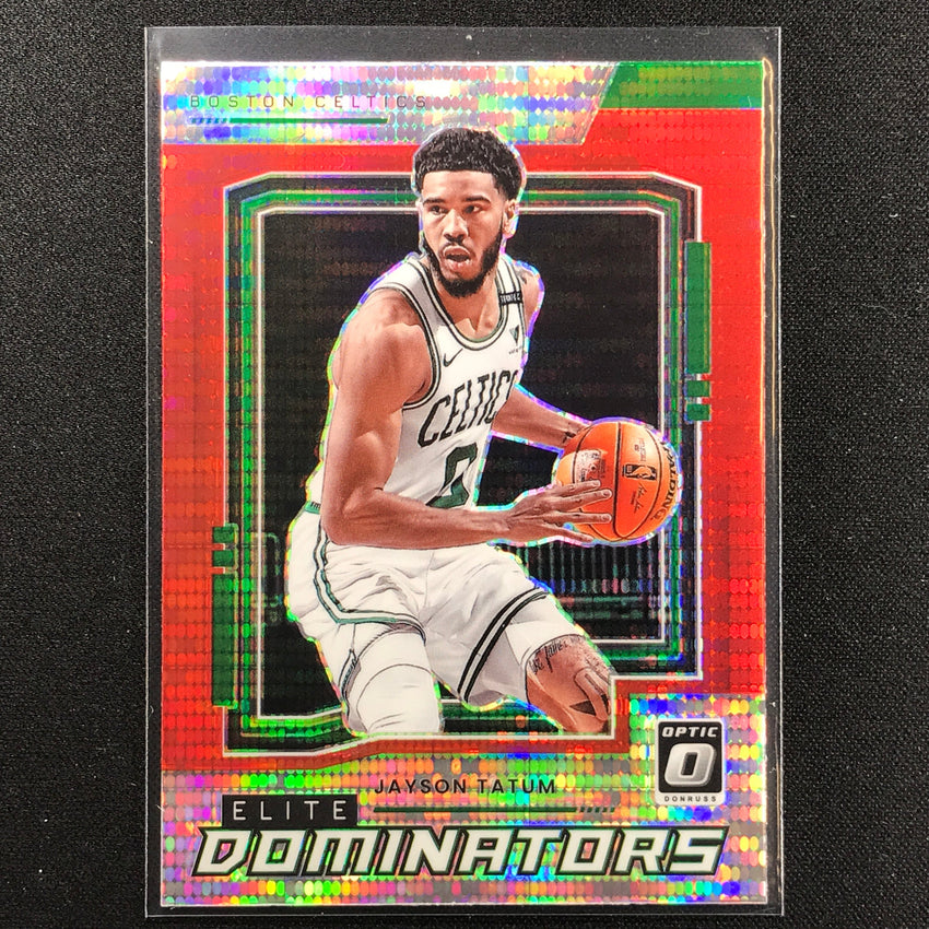 2021-22 Donruss Optic Jayson Tatum Elite Dominators Red Pulsar No 12