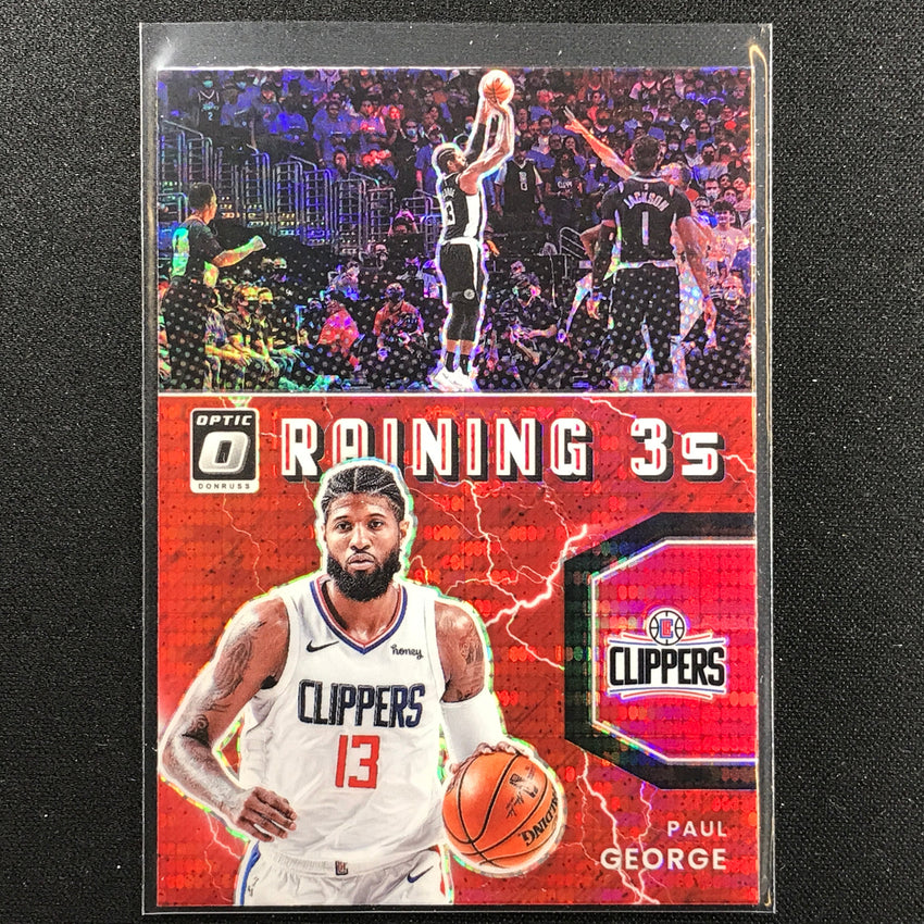 2021-22 Donruss Optic PAUL GEORGE Raining 3s Red Pulsar #19