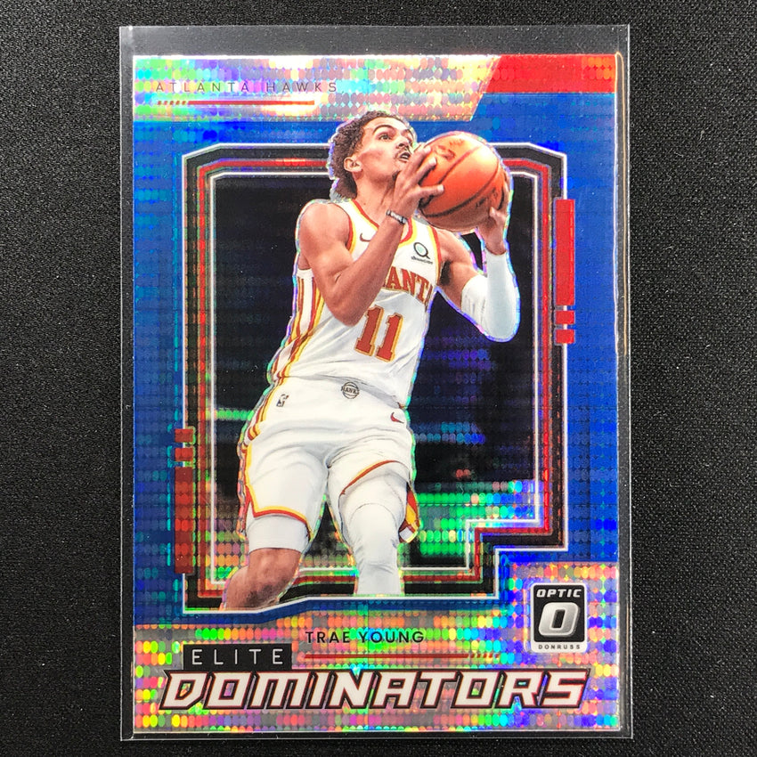 2021-22 Donruss Optic TRAE YOUNG Elite Dominators Blue Pulsar #11
