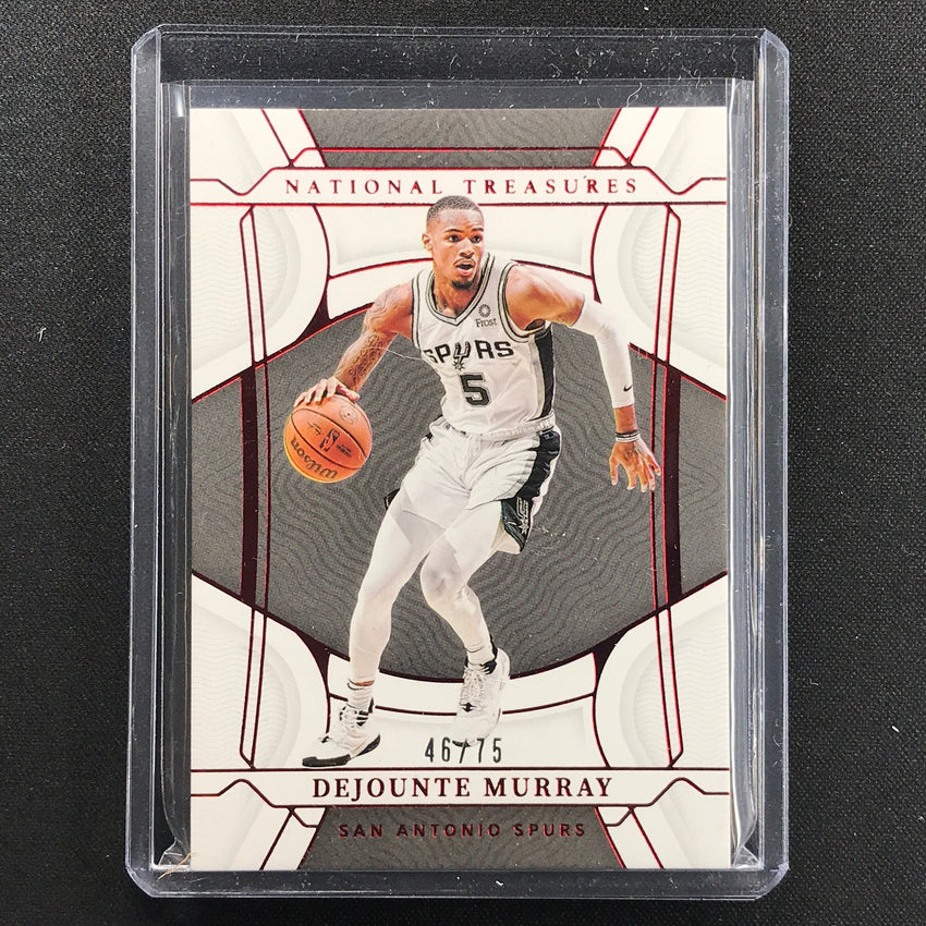 2021-22 National Treasures Dejounte Murray Base 75th Anniversary Red 46/75