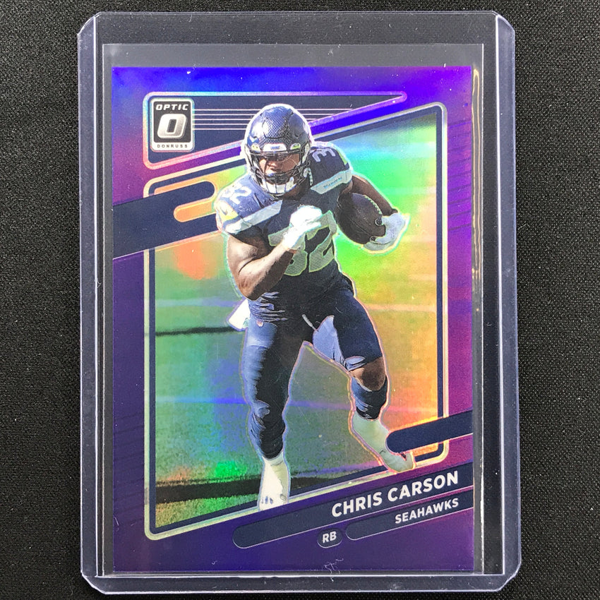 2021 Donruss Optic Chris Carson Purple 2/50