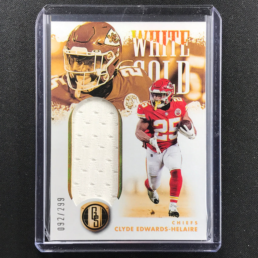 2022 Gold Standard Clyde Edwards-helaire White Gold Relics Jersey 92/299