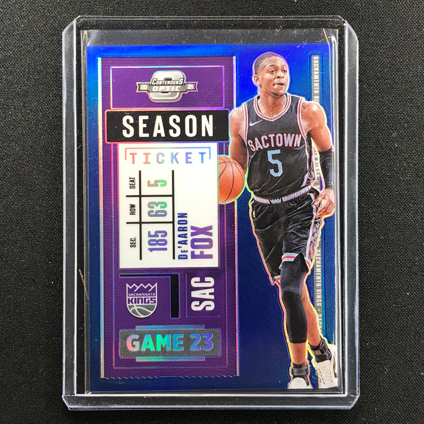 2020-21 Contenders Optic Deaaron Fox Season Ticket Blue 75/99