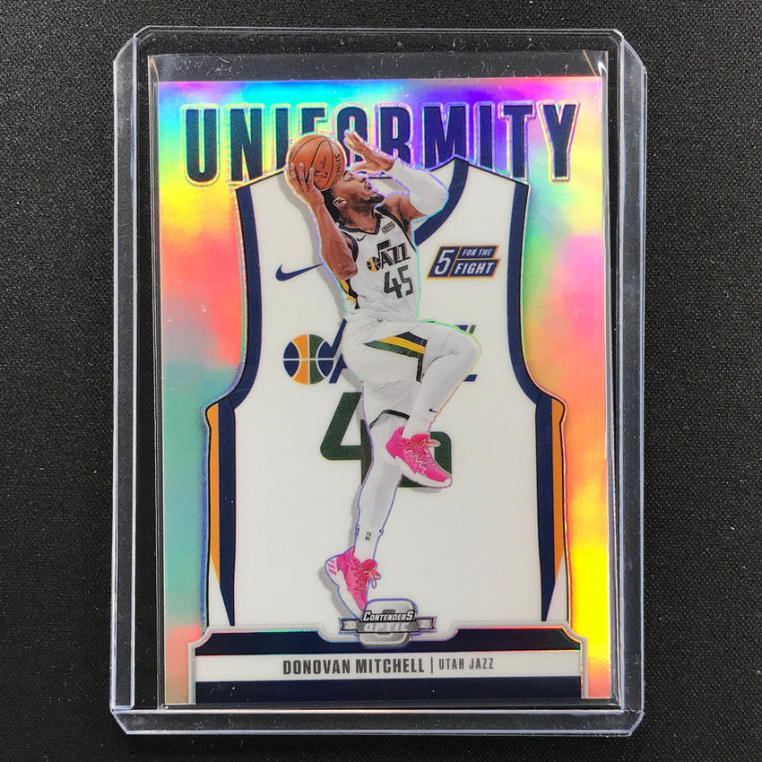 2020-21 Contenders Optic Donovan Mitchell Uniformity Silver Prizm No 13