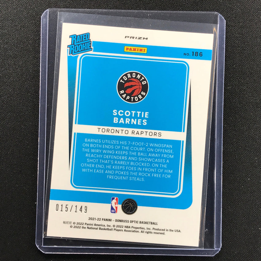 2021-22 Donruss Optic Scottie Barnes Rated Rookie Lime Green 15/149
