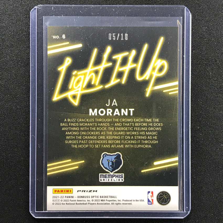 2021-22 Donruss Optic Ja Morant Light It Up Gold Pulsar 5/10