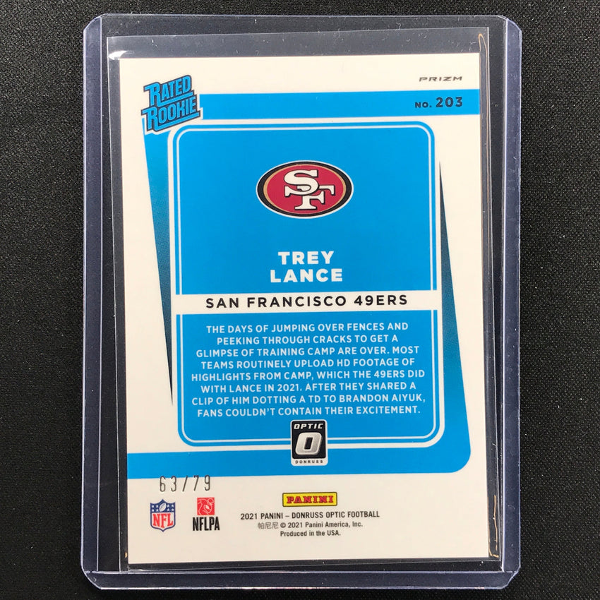 2021 Donruss Optic Trey Lance Rated Rookie Pink Velocity 63/79