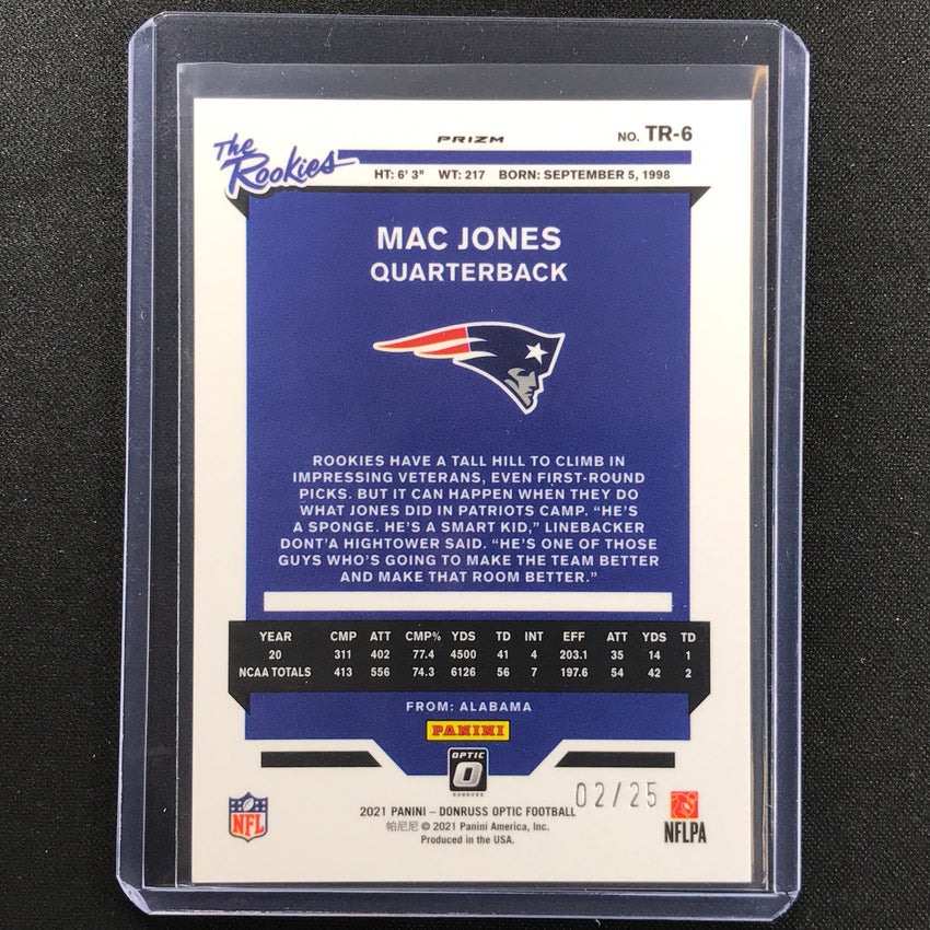 2021 Donruss Optic Mac Jones The Rookies Black Pandora 2/25