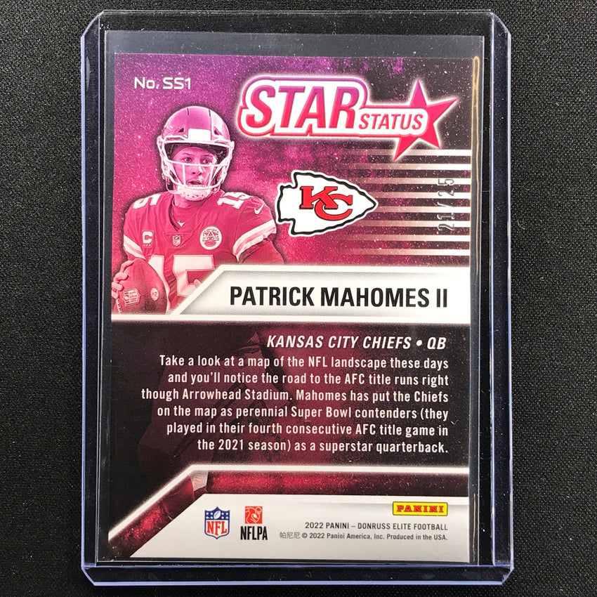 2022 Donruss Elite Patrick Mahomes Ii Star Status Orange 21/25