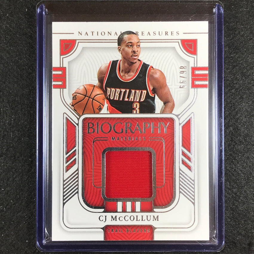 2022-23 National Treasures Cj Mccollum Biography Materials Jersey Relic 86/99