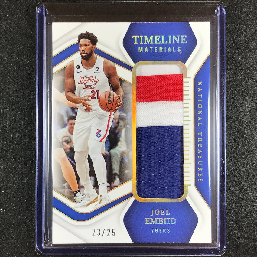 2022-23 National Treasures Joel Embiid Timeline Materials Patch Relic 23/25