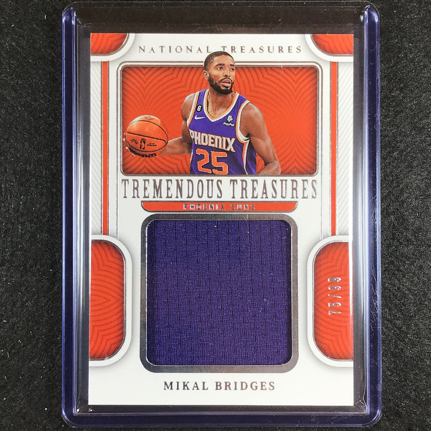 2022-23 National Treasures Mikal Bridges Tremendous Treasures Relic 75/99