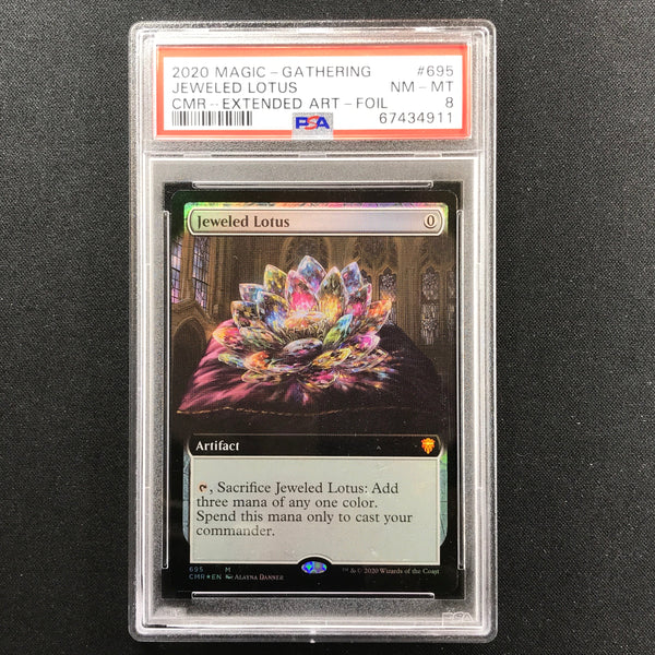 PSA 8 Jeweled Lotus No 695 Foil Extended Art Commander Legends 911