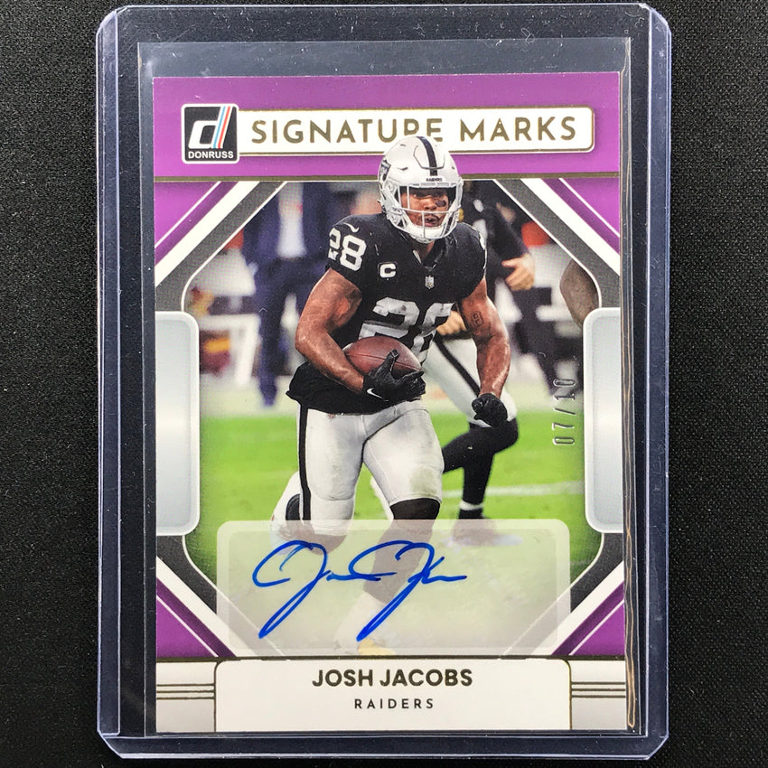 2022 Donruss Josh Jacobs Signature Marks Auto Purple 7/10