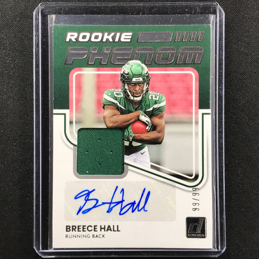 2022 Donruss Breece Hall Rookie Phenom Relic Jersey Auto Silver 99/99