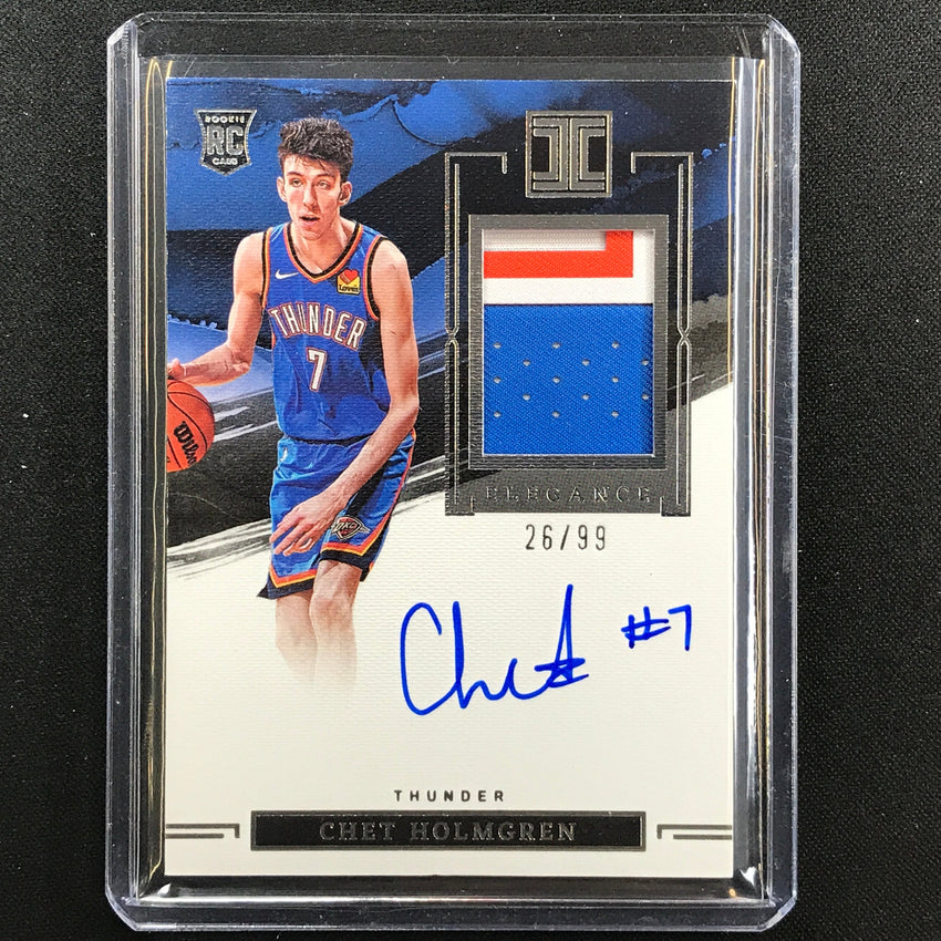 2022-23 Impeccable Chet Holmgren Elegance Rookie Patch Auto Silver 26/99