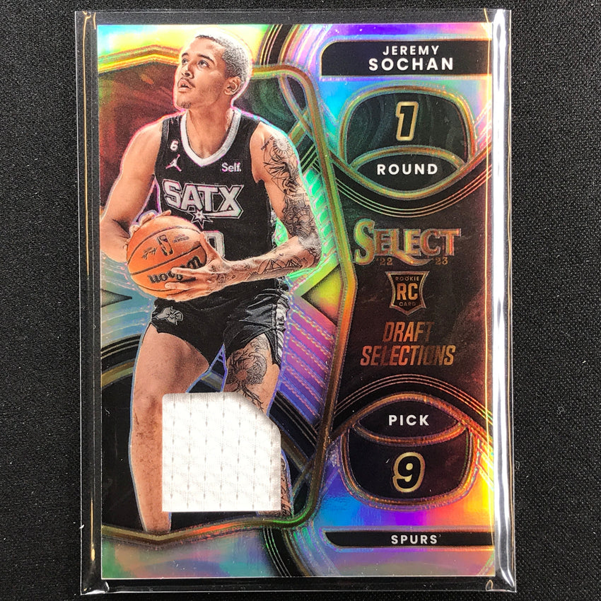 2022-23 Select Jeremy Sochan Draft Selections Rookie Jersey Silver Prizm No Js