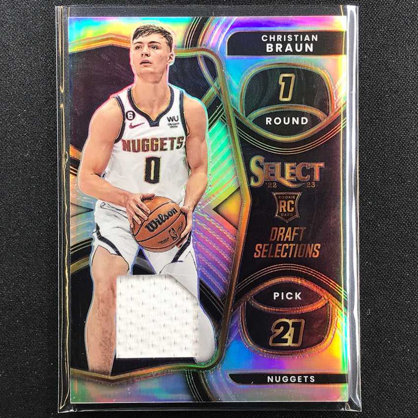 2022-23 Select Christian Braun Draft Selections Rookie Jersey Silver Prizm No Cb