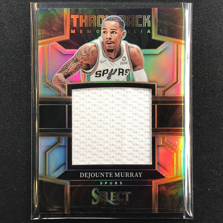 2022-23 Select Dejounte Murray Throwback Memorabilia Jersey Silver Prizm No Dm