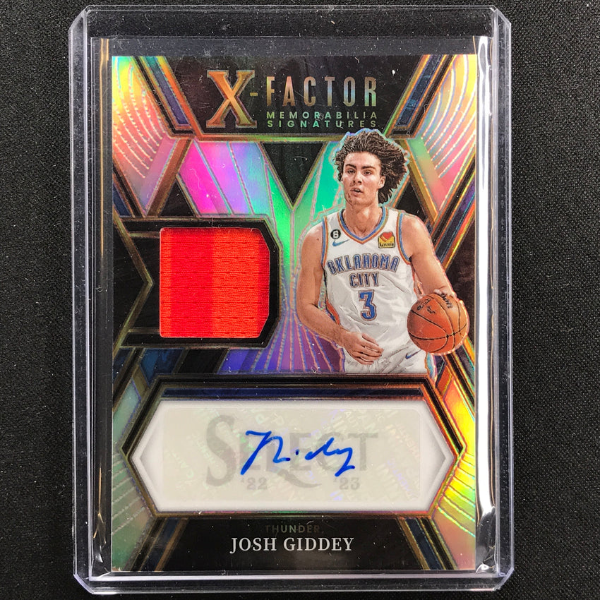 2022-23 Select Josh Giddey X-factor Memorabilia Jersey Auto Silver Prizm 121/199
