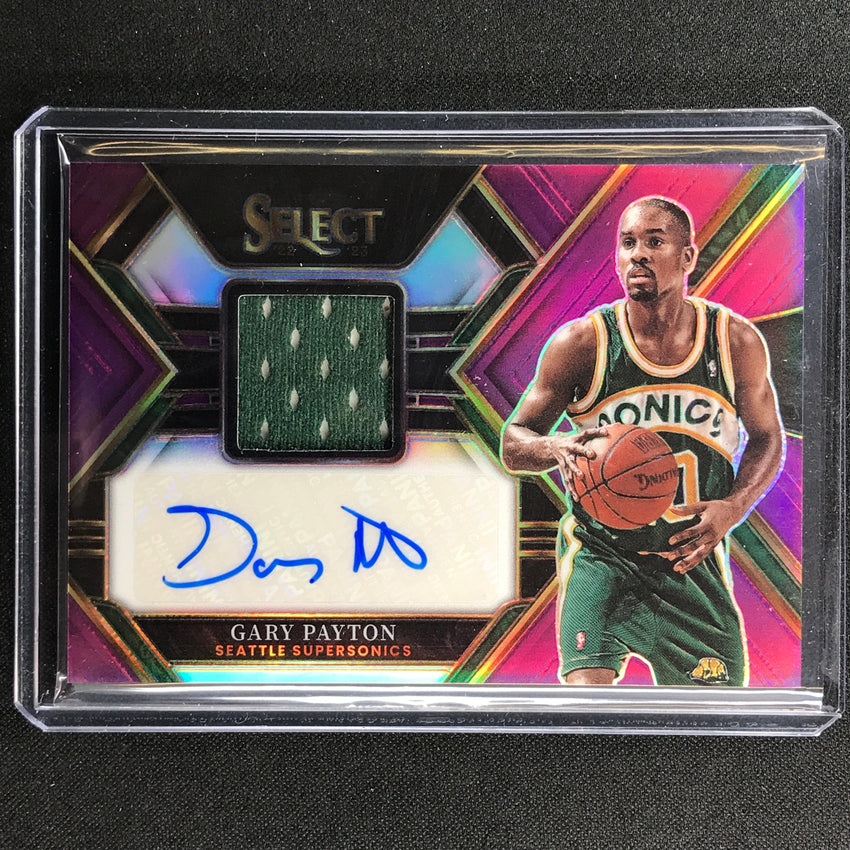 2022-23 Select Gary Payton Autographed Memorabilia Jersey Auto Purple 72/75
