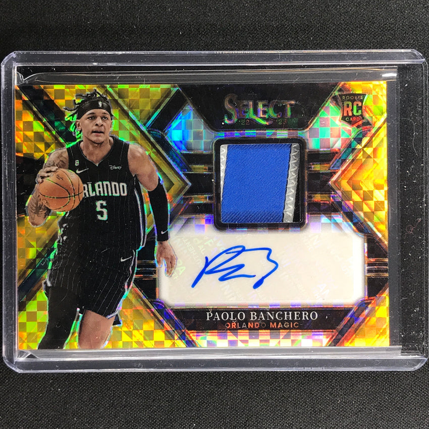 2022-23 Select Paolo Banchero Rookie Jersey Patch Auto Gold Prizm 3/10